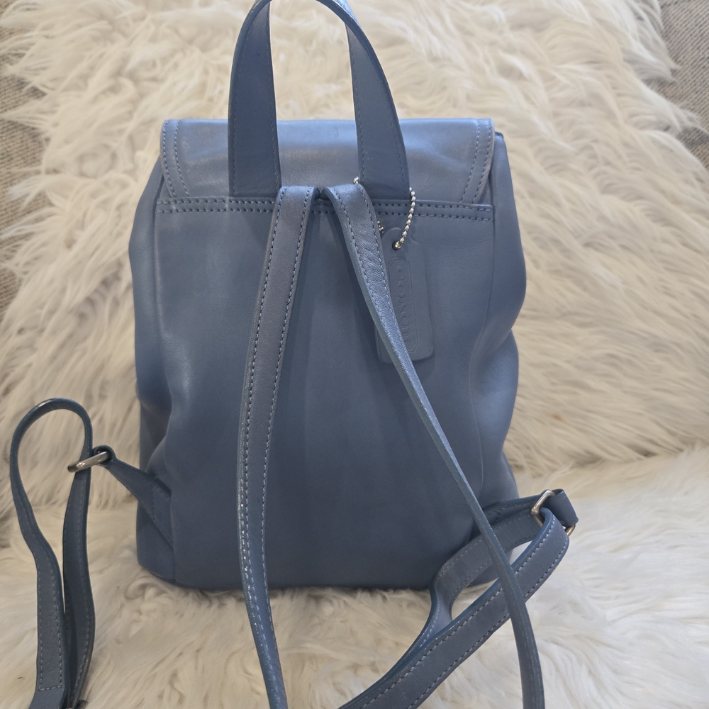 Coach Light Blue Leather Drawstring Backpack - image 5